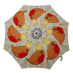 Bird Christmas Card Blue Modern Hook Handle Umbrellas (large) by Celenk