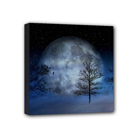 Winter Wintry Moon Christmas Snow Mini Canvas 4  X 4  by Celenk