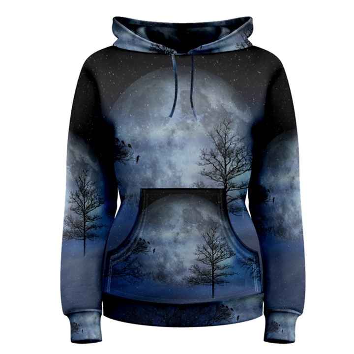 Winter Wintry Moon Christmas Snow Women s Pullover Hoodie