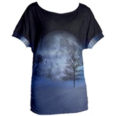 Winter Wintry Moon Christmas Snow Women s Oversized Tee by Celenk