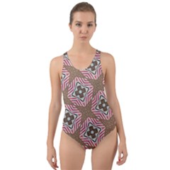 Pattern Texture Moroccan Print Cut-out Back One Piece Swimsuit by Celenk