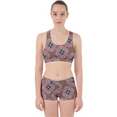 Pattern Texture Moroccan Print Work It Out Sports Bra Set by Celenk