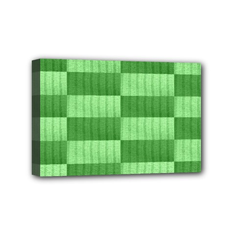 Wool Ribbed Texture Green Shades Mini Canvas 6  X 4 