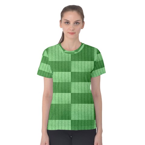 Wool Ribbed Texture Green Shades Women s Cotton Tee by Celenk