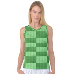 Wool Ribbed Texture Green Shades Women s Basketball Tank Top by Celenk