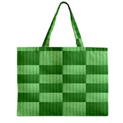 Wool Ribbed Texture Green Shades Zipper Mini Tote Bag by Celenk