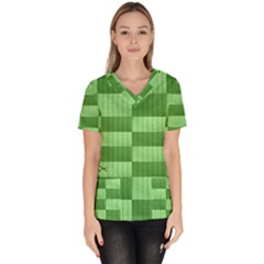 Wool Ribbed Texture Green Shades Scrub Top