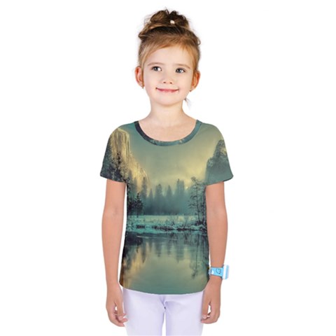 Yosemite Park Landscape Sunrise Kids  One Piece Tee by Celenk