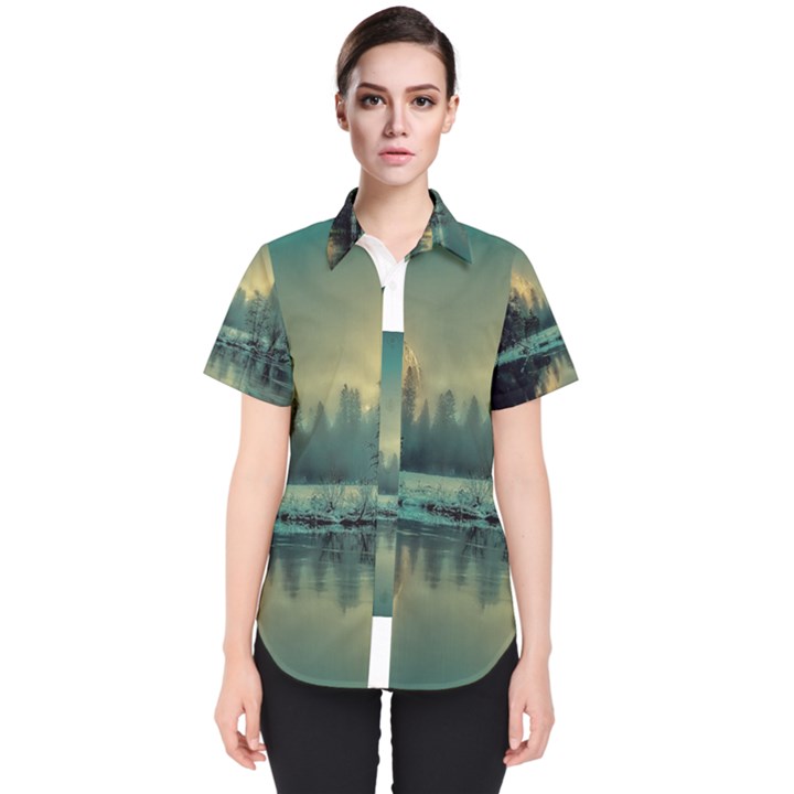 Yosemite Park Landscape Sunrise Women s Short Sleeve Shirt