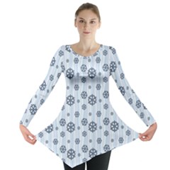 Snowflakes Winter Christmas Card Long Sleeve Tunic  by Celenk