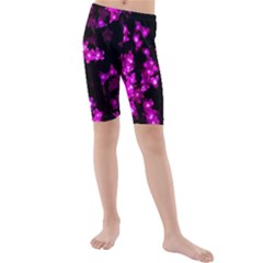 Abstract Background Purple Bright Kids  Mid Length Swim Shorts by Celenk