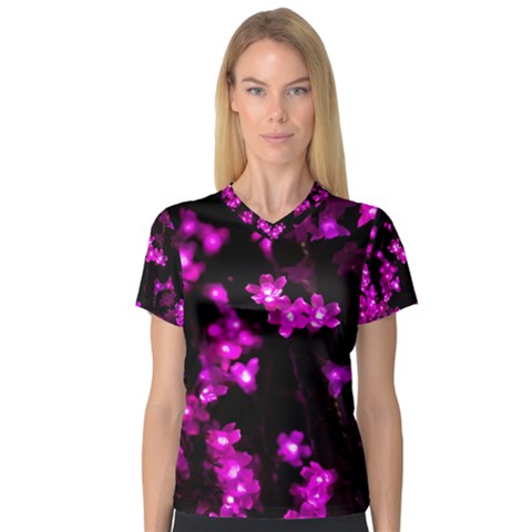 Abstract Background Purple Bright V-neck Sport Mesh Tee by Celenk