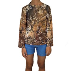 Star Sky Graphic Night Background Kids  Long Sleeve Swimwear by Celenk