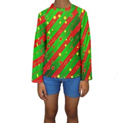 Star Sky Graphic Night Background Kids  Long Sleeve Swimwear by Celenk