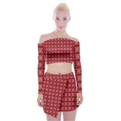 Christmas Paper Wrapping Paper Off Shoulder Top With Mini Skirt Set by Celenk