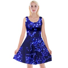 Lights Blue Tree Night Glow Reversible Velvet Sleeveless Dress by Celenk