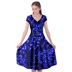 Lights Blue Tree Night Glow Cap Sleeve Wrap Front Dress by Celenk