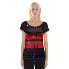 Star Sky Graphic Night Background Cap Sleeve Tops by Celenk