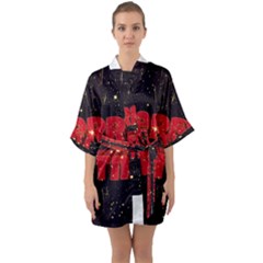 Star Sky Graphic Night Background Quarter Sleeve Kimono Robe by Celenk