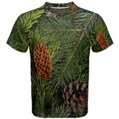 Branch Christmas Cone Evergreen Men s Cotton Tee by Celenk