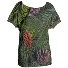 Branch Christmas Cone Evergreen Women s Oversized Tee by Celenk