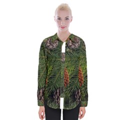 Branch Christmas Cone Evergreen Womens Long Sleeve Shirt