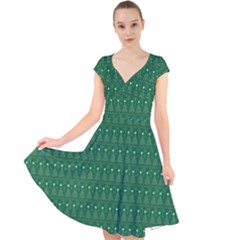 Christmas Tree Pattern Design Cap Sleeve Front Wrap Midi Dress by Celenk