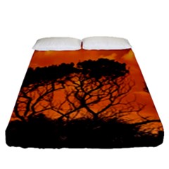 Trees Branches Sunset Sky Clouds Fitted Sheet (queen Size) by Celenk