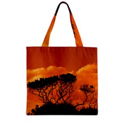 Trees Branches Sunset Sky Clouds Zipper Grocery Tote Bag by Celenk