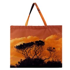 Trees Branches Sunset Sky Clouds Zipper Large Tote Bag by Celenk