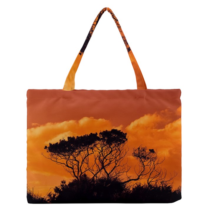 Trees Branches Sunset Sky Clouds Zipper Medium Tote Bag