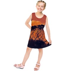 Trees Branches Sunset Sky Clouds Kids  Tunic Dress by Celenk