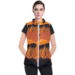 Trees Branches Sunset Sky Clouds Women s Puffer Vest by Celenk