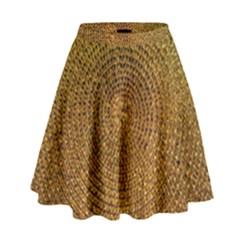 Background Gold Pattern Structure High Waist Skirt by Celenk