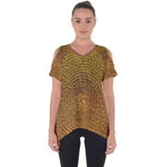 Background Gold Pattern Structure Cut Out Side Drop Tee