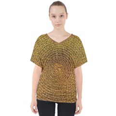 Background Gold Pattern Structure V-neck Dolman Drape Top