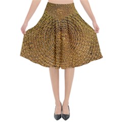 Background Gold Pattern Structure Flared Midi Skirt by Celenk