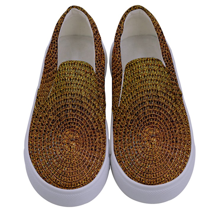 Background Gold Pattern Structure Kids  Canvas Slip Ons