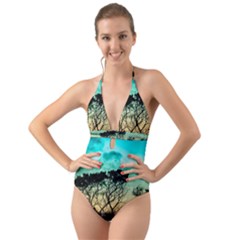 Trees Branches Branch Nature Halter Cut-out One Piece Swimsuit