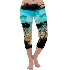 Trees Branches Branch Nature Capri Yoga Leggings by Celenk