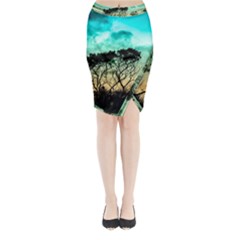 Trees Branches Branch Nature Midi Wrap Pencil Skirt by Celenk