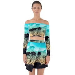 Trees Branches Branch Nature Off Shoulder Top With Skirt Set by Celenk