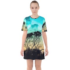 Trees Branches Branch Nature Sixties Short Sleeve Mini Dress