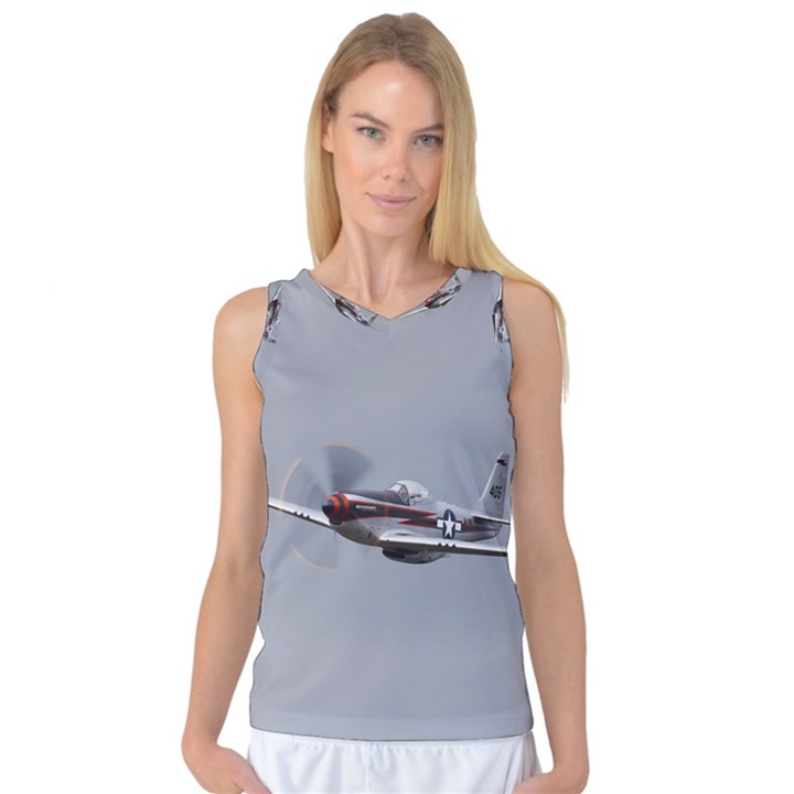 P-51 Mustang flying Women s Basketball Tank Top