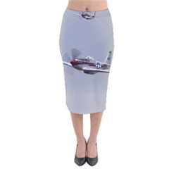 P-51 Mustang Flying Velvet Midi Pencil Skirt by Ucco