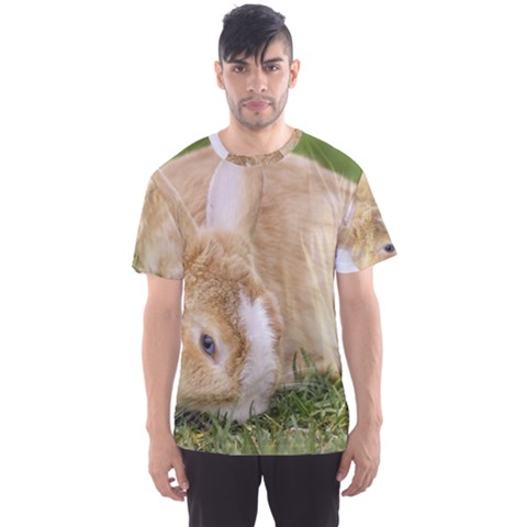 Beautiful Blue Eyed Bunny On Green Grass Men s Sports Mesh Tee by Ucco