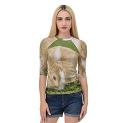 Beautiful Blue Eyed Bunny On Green Grass Quarter Sleeve Raglan Tee