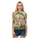 Beautiful Blue Eyed Bunny On Green Grass Quarter Sleeve Raglan Tee View1