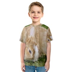 Beautiful Blue Eyed Bunny On Green Grass Kids  Sport Mesh Tee