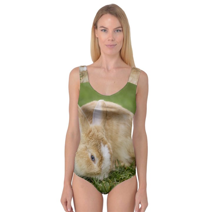 Beautiful Blue Eyed Bunny On Green Grass Princess Tank Leotard 